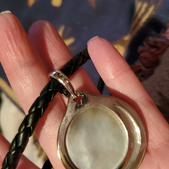 Honora Sterling Silver Abalone Crescent Moon Iridescent Shell & Leather Necklace - Picture 10 of 12